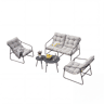 Conjunto de mobiliário de jardim Kivanta 5 pcs. aço Cinzento escuroBege en.casa