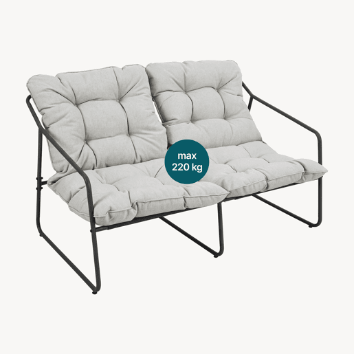 Conjunto de mobiliário de jardim Kivanta 5 pcs. aço Cinzento escuroBege en.casa