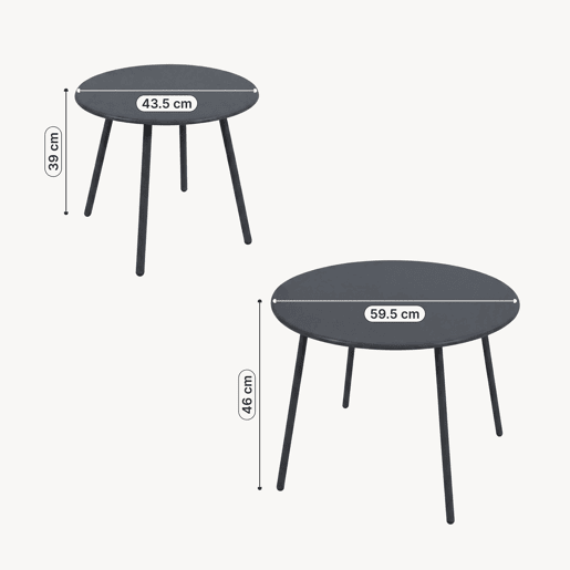 Conjunto de mobiliário de jardim Kivanta 5 pcs. aço Cinzento escuroBege en.casa