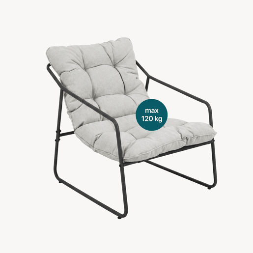 Conjunto de mobiliário de jardim Kivanta 5 pcs. aço Cinzento escuroBege en.casa