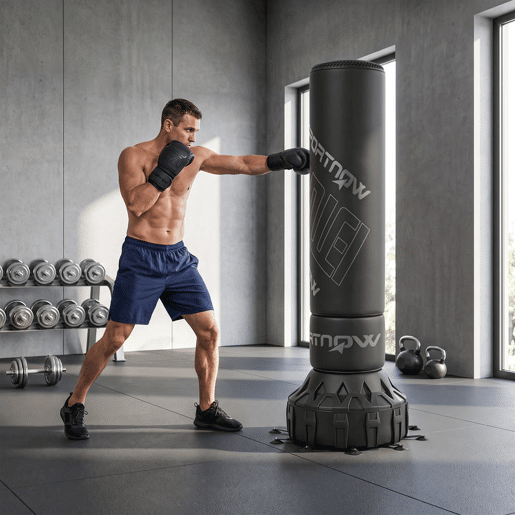 SPORTNOW Saco de Boxe de Pé para Adultos 180 cm, com 20 Ventosas, Luvas e Base Enchível 120 kg Areia70 kg Água, para Kickboxing, MMA e Muay Thai