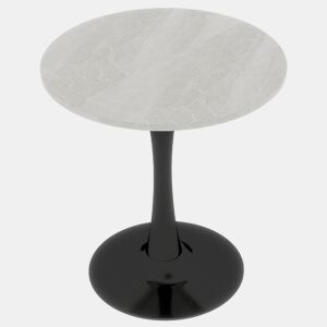 Mesa de centro 70 cm - estilo moderno de meados do século, tampo redondo em mármore - PretoBranco