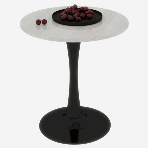 Mesa de centro 70 cm - estilo moderno de meados do século, tampo redondo em mármore - PretoBranco Mesa de centro 70 cm - estilo moderno de meados do século, tampo redondo em mármore - PretoBranco