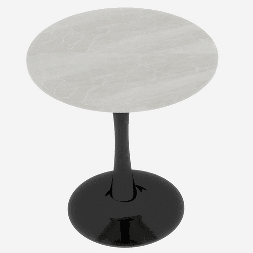 Mesa de centro 70 cm - estilo moderno de meados do século, tampo redondo em mármore - PretoBranco Mesa de centro 70 cm - estilo moderno de meados do século, tampo redondo em mármore - PretoBranco