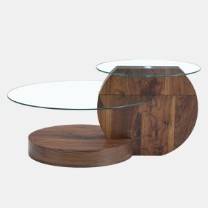 Mesa de centro moderna - design multicamadas, suporte em MDF - TransparenteNogueira