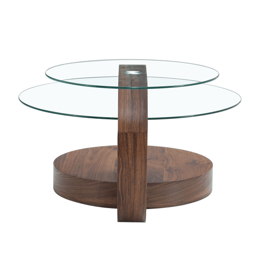 Mesa de centro moderna - design multicamadas, suporte em MDF - TransparenteNogueira Mesa de centro moderna - design multicamadas, suporte em MDF - TransparenteNogueira
