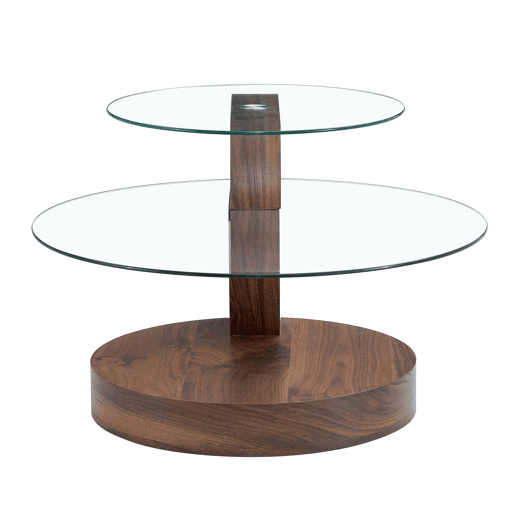 Mesa de centro moderna - design multicamadas, suporte em MDF - TransparenteNogueira Mesa de centro moderna - design multicamadas, suporte em MDF - TransparenteNogueira
