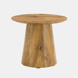 Mesa de centro redonda 50x48 cm - MDF com acabamento em madeira, ideal para sala de estar e varanda - Natural