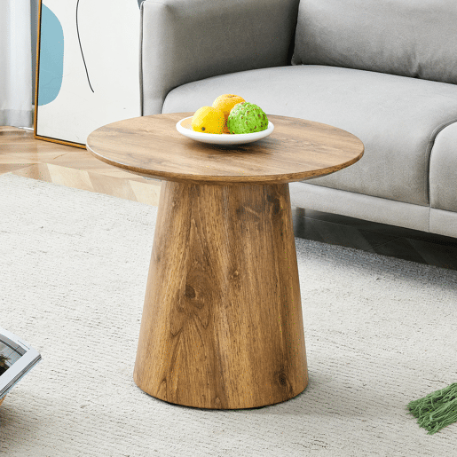 Mesa de centro redonda 50x48 cm - MDF com acabamento em madeira, ideal para sala de estar e varanda - Natural Mesa de centro redonda 50x48 cm - MDF com acabamento em madeira, ideal para sala de estar e varanda - Natural