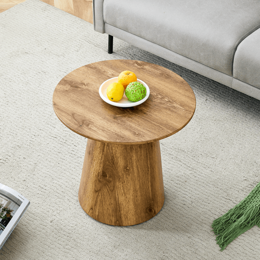 Mesa de centro redonda 50x48 cm - MDF com acabamento em madeira, ideal para sala de estar e varanda - Natural Mesa de centro redonda 50x48 cm - MDF com acabamento em madeira, ideal para sala de estar e varanda - Natural