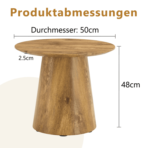 Mesa de centro redonda 50x48 cm - MDF com acabamento em madeira, ideal para sala de estar e varanda - Natural Mesa de centro redonda 50x48 cm - MDF com acabamento em madeira, ideal para sala de estar e varanda - Natural