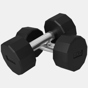 SPORTNOW Conjunto de Halteres Dodecagonais 2 x 8 kg em Metal Revestido a Borracha com Pegas Antiderrapantes para Treino em Casa, Ginásio e Escritório, Preto