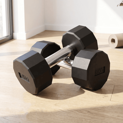 SPORTNOW Conjunto de Halteres Dodecagonais 2 x 8 kg em Metal Revestido a Borracha com Pegas Antiderrapantes para Treino em Casa, Ginásio e Escritório, Preto SPORTNOW Conjunto de Halteres Dodecagonais 2 x 8 kg em Metal Revestido a Borracha com Pegas Antiderrapantes para Treino em Casa, Ginásio e Escritório, Preto