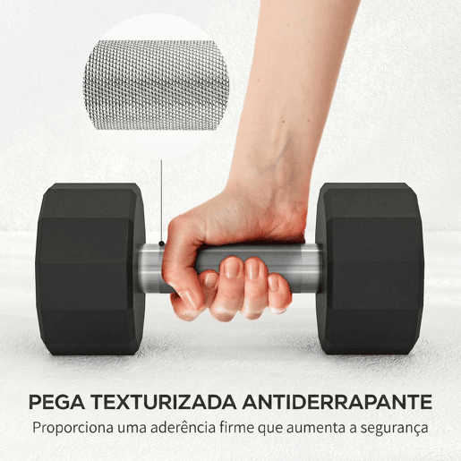 SPORTNOW Conjunto de Halteres Dodecagonais 2 x 8 kg em Metal Revestido a Borracha com Pegas Antiderrapantes para Treino em Casa, Ginásio e Escritório, Preto SPORTNOW Conjunto de Halteres Dodecagonais 2 x 8 kg em Metal Revestido a Borracha com Pegas Antiderrapantes para Treino em Casa, Ginásio e Escritório, Preto
