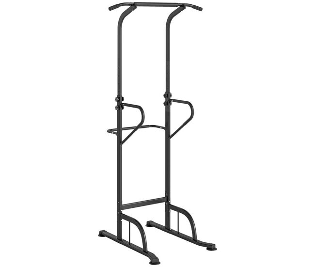 Homcom barra de dominadas altura regulable 180-212 cm, estación de fondos resistente para gimnasio en casa, máquina dominadas multifuncional, para entrenamiento de fuerza, carga 120 kg