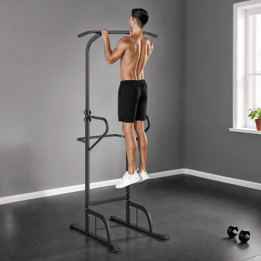 HOMCOM Barra de Exercícios com Altura Regulável 180-212 cm, Estação de Fundos Resistente para Ginásio em Casa, Máquina Multifuncional, para Treino de Força, Suporta até 120 kg