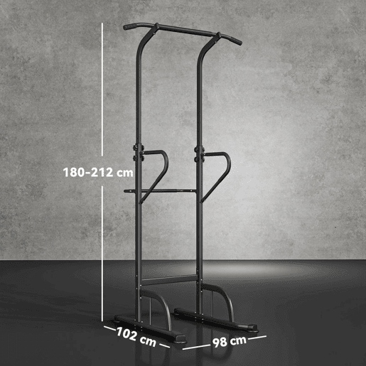 HOMCOM Barra de Exercícios com Altura Regulável 180-212 cm, Estação de Fundos Resistente para Ginásio em Casa, Máquina Multifuncional, para Treino de Força, Suporta até 120 kg
