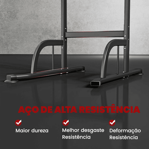 HOMCOM Barra de Exercícios com Altura Regulável 180-212 cm, Estação de Fundos Resistente para Ginásio em Casa, Máquina Multifuncional, para Treino de Força, Suporta até 120 kg