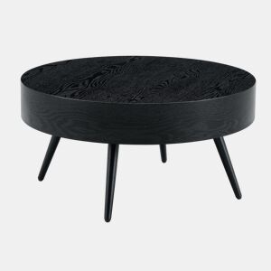 Mesa de café redonda 70 cm - Design minimalista, pernas de metal - Preto