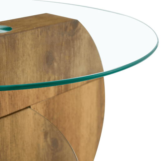 Mesa de centro de vidro temperado - design minimalista e camadas - MDF com textura de madeira - Transparente+Madeira Mesa de centro de vidro temperado - design minimalista e camadas - MDF com textura de madeira - Transparente+Madeira