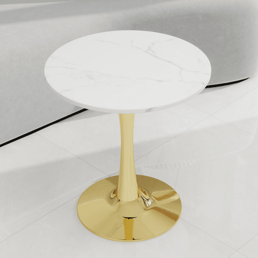 Mesa de centro 70 cm - estilo mid-century, mármore redondo, para 2-4 pessoas - douradobranco Mesa de centro 70 cm - estilo mid-century, mármore redondo, para 2-4 pessoas - douradobranco