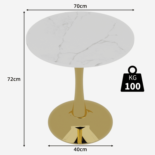 Mesa de centro 70 cm - estilo mid-century, mármore redondo, para 2-4 pessoas - douradobranco Mesa de centro 70 cm - estilo mid-century, mármore redondo, para 2-4 pessoas - douradobranco