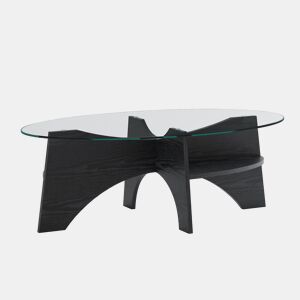 Mesa auxiliar oval 105x60 cm - design multifuncional, estrutura em MDF preto - Preto
