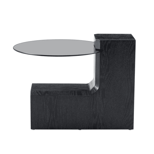 Conjunto de mesas de centro separáveis - tampo em vidro cinzento transparente, estrutura em MDF com efeito de madeira preta, design modular flexĂvel - preto Conjunto de mesas de centro separáveis - tampo em vidro cinzento transparente, estrutura em MDF com efeito de madeira preta, design modular flexĂvel - preto