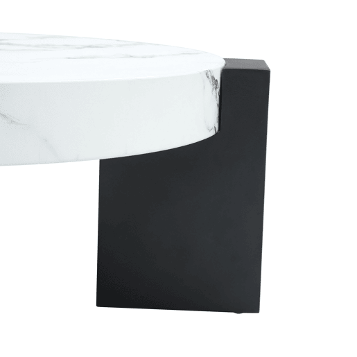 Mesa auxiliar redonda - 2 níveis, vidro cinzento e MDF preto, tampo com efeito mármore - Branco+Preto Mesa auxiliar redonda - 2 níveis, vidro cinzento e MDF preto, tampo com efeito mármore - Branco+Preto