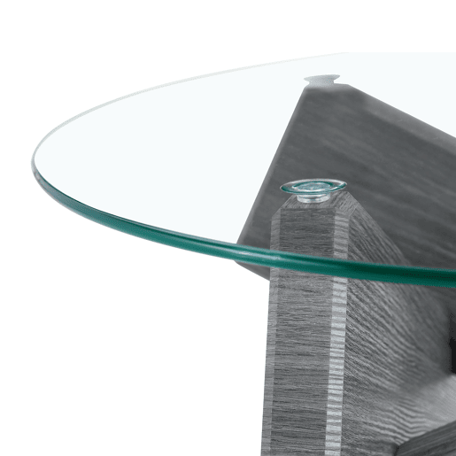 Mesa de centro redonda 79 cm - pernas cruzadas cinza, vidro temperado - CinzaTransparente Mesa de centro redonda 79 cm - pernas cruzadas cinza, vidro temperado - CinzaTransparente