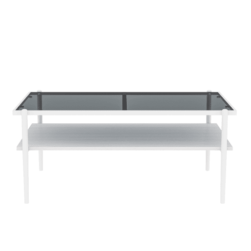 Mesa de centro 97,5 x 61,5 cm - vidro temperado, pés de metal, estilo moderno - Cinza + Branco Mesa de centro 97,5 x 61,5 cm - vidro temperado, pés de metal, estilo moderno - Cinza + Branco