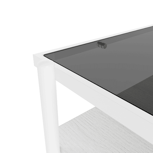 Mesa de centro 97,5 x 61,5 cm - vidro temperado, pés de metal, estilo moderno - Cinza + Branco Mesa de centro 97,5 x 61,5 cm - vidro temperado, pés de metal, estilo moderno - Cinza + Branco