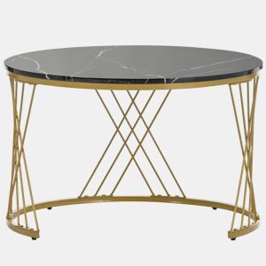 Mesa de centro 100x50x36cm - LED, alto brilho, gaveta e prateleiras laterais - Preto