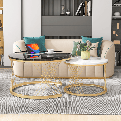 Mesa de centro 100x50x36cm - LED, alto brilho, gaveta e prateleiras laterais - Preto