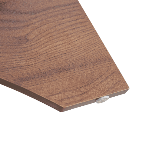 Mesa de café ovalada - 104,9 x 60 cm - Estrutura em madeira de nogueira com prateleiras dispostas diagonalmente e nível de armazenamento integrado - Cor transparente, nogueira