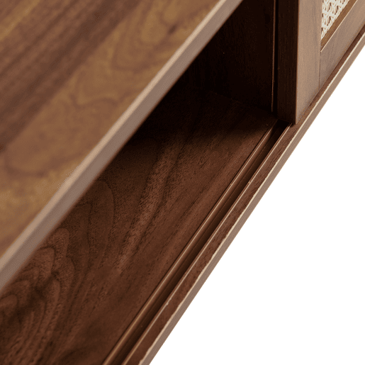 Mesa de centro 105 x 55 x 40 cm - vime trançado, portas de correr, pés em madeira maciça, estilo moderno - castanho Mesa de centro 105 x 55 x 40 cm - vime trançado, portas de correr, pés em madeira maciça, estilo moderno - castanho