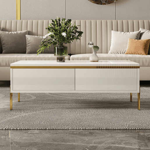 Mesa de centro 100x50x36 cm - moderna, multifuncional, alto brilho - branca Mesa de centro 100x50x36 cm - moderna, multifuncional, alto brilho - branca