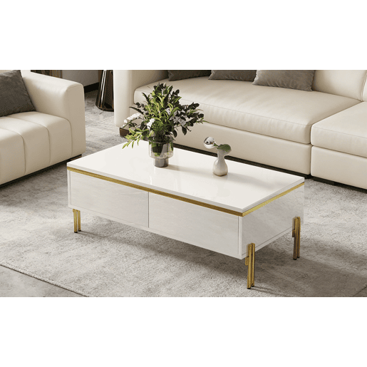 Mesa de centro 100x50x36 cm - moderna, multifuncional, alto brilho - branca Mesa de centro 100x50x36 cm - moderna, multifuncional, alto brilho - branca