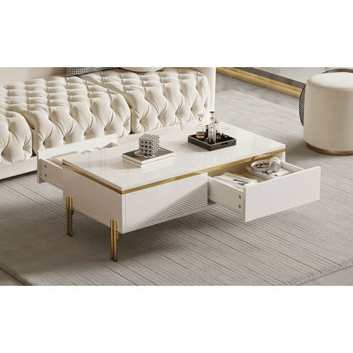 Mesa de centro 100x50x36 cm - moderna, multifuncional, alto brilho - branca Mesa de centro 100x50x36 cm - moderna, multifuncional, alto brilho - branca