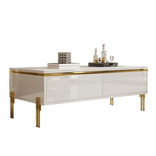 Mesa de centro 100x50x36 cm - moderna, multifuncional, alto brilho - branca Mesa de centro 100x50x36 cm - moderna, multifuncional, alto brilho - branca