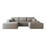 Sofá modular de canto de 270 cm, 3 lugares u2013 chaise longue em L, assento profundo u2013 camel