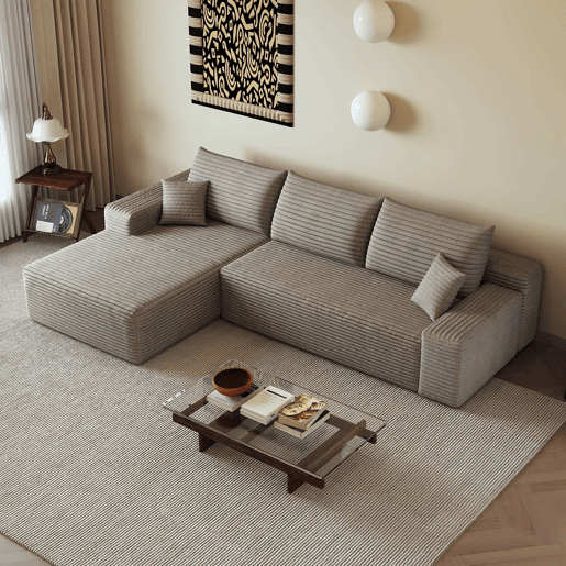 Sofá modular de canto de 270 cm u2013 design moderno com chaise longue em L, assento profundo, compacto u2013 Camel Sofá modular de canto de 270 cm u2013 design moderno com chaise longue em L, assento profundo, compacto u2013 Camel