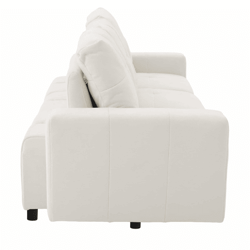 Sofá modular de 3 lugares, 213 cm u2013 assento ajustável em chenille u2013 branco bege Sofá modular de 3 lugares, 213 cm u2013 assento ajustável em chenille u2013 branco bege