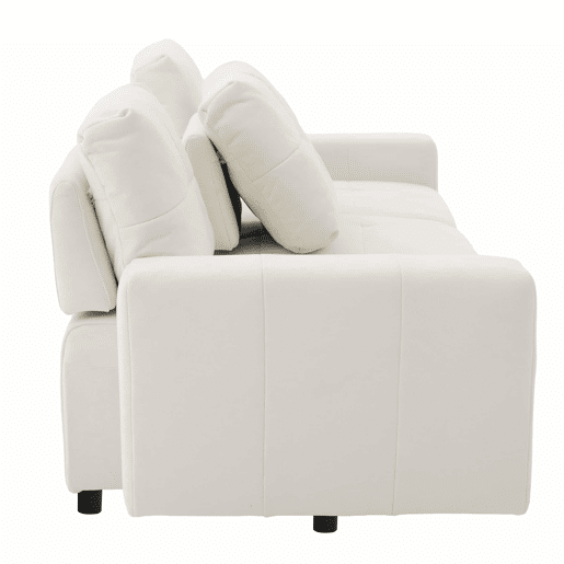Sofá modular de 3 lugares, 213 cm u2013 assento ajustável em chenille u2013 branco bege Sofá modular de 3 lugares, 213 cm u2013 assento ajustável em chenille u2013 branco bege