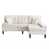 Sofá de canto modular de 3 lugares, 195 cm u2013 chenille com chaise longue e puf móvel u2013 bege claro