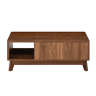 Mesa de centro com altura ajustável - efeito ondulado, compartimento lateral aberto, MDF, estilo moderno - Nogueira