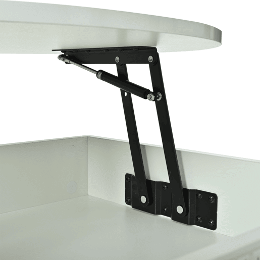 Mesa de centro elevável 75x75x52 cm - LED, redonda com arrumação oculta - branca Mesa de centro elevável 75x75x52 cm - LED, redonda com arrumação oculta - branca