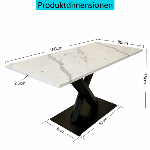 Mesa de jantar retangular moderna para 6 a 8 pessoas - Mesa de cozinha grande com tampo em MDF e base metálica preta - Mesa de madeira com padrão de mármore branco - Suporte em forma de X - Preto e branco Mesa de jantar retangular moderna para 6 a 8 pessoas - Mesa de cozinha grande com tampo em MDF e base metálica preta - Mesa de madeira com padrão de mármore branco - Suporte em forma de X - Preto e branco