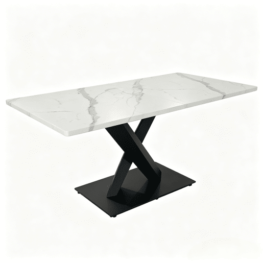 Mesa de jantar retangular moderna para 6 a 8 pessoas - Mesa de cozinha grande com tampo em MDF e base metálica preta - Mesa de madeira com padrão de mármore branco - Suporte em forma de X - Preto e branco Mesa de jantar retangular moderna para 6 a 8 pessoas - Mesa de cozinha grande com tampo em MDF e base metálica preta - Mesa de madeira com padrão de mármore branco - Suporte em forma de X - Preto e branco