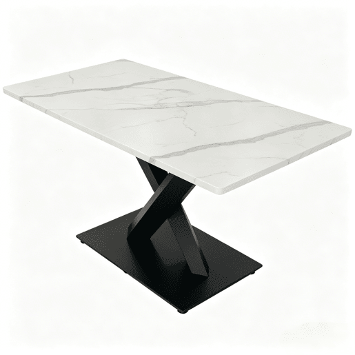 Mesa de jantar retangular moderna para 6 a 8 pessoas - Mesa de cozinha grande com tampo em MDF e base metálica preta - Mesa de madeira com padrão de mármore branco - Suporte em forma de X - Preto e branco Mesa de jantar retangular moderna para 6 a 8 pessoas - Mesa de cozinha grande com tampo em MDF e base metálica preta - Mesa de madeira com padrão de mármore branco - Suporte em forma de X - Preto e branco